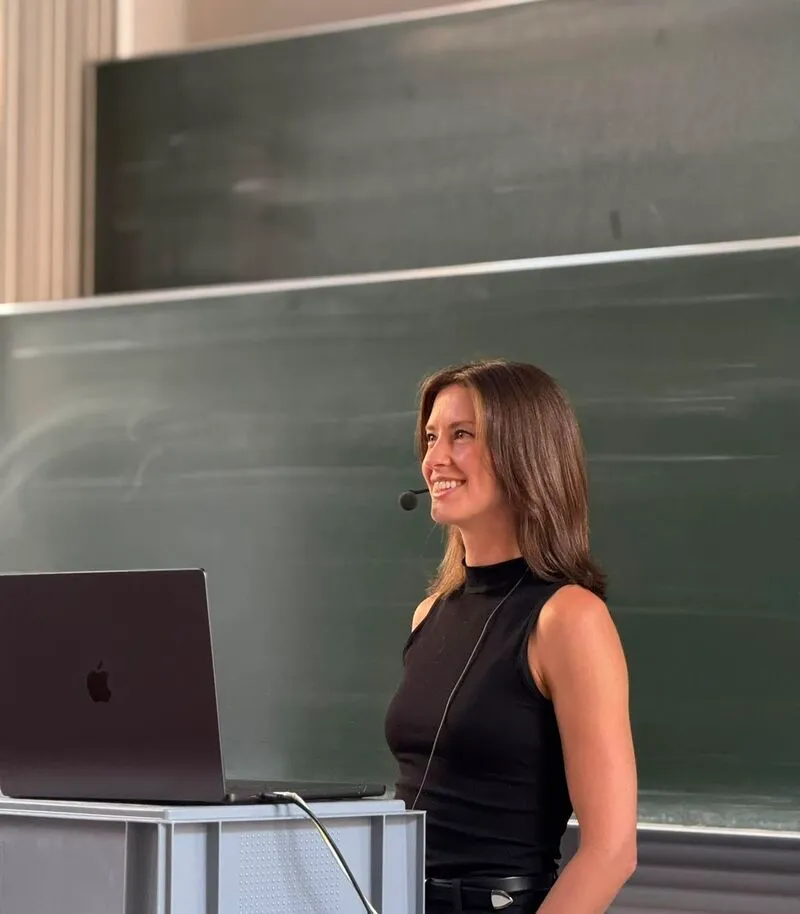 Sophia Sanborn (Stanford University) during the last talk of the semester